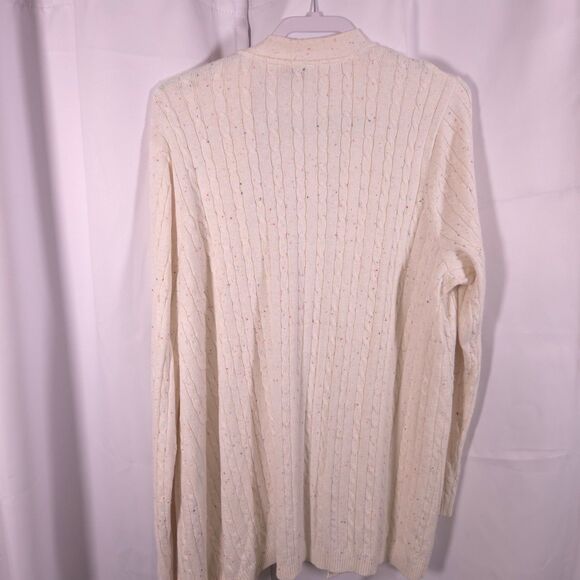 Kim Rogers Womens XL White Cotton Acrylic Open Front Cable Knit Cardigan Sweater - Picture 4 of 7